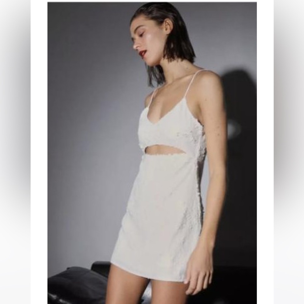Walter Baker White Sequin Cut Out Mini Dress